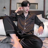 FOESCE Men Fashion Button Pyjamas Sets Men Long Sleeve Solid Casual Sleepwear Pajamas Set Men Soft and Comefortable Nightwear Suit