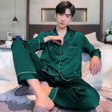 FOESCE Men Fashion Button Pyjamas Sets Men Long Sleeve Solid Casual Sleepwear Pajamas Set Men Soft and Comefortable Nightwear Suit