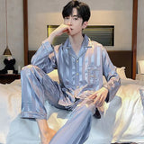 FOESCE Men Fashion Button Pyjamas Sets Men Long Sleeve Solid Casual Sleepwear Pajamas Set Men Soft and Comefortable Nightwear Suit