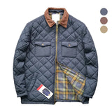 FOESCE Men Winter Casual classic spring lightweigt Check Clamp Cotton BULE Jacket Waterproof Cargo Coats bomber jacket men