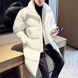 Men Winter Sweater Splicing Long Parkas Jacket Fashion Solid Color Puffer Coats High Quality Men Outdoor Windproof Warm Coat