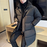 Men Winter Sweater Splicing Long Parkas Jacket Fashion Solid Color Puffer Coats High Quality Men Outdoor Windproof Warm Coat