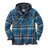 FOESCE Men's Full Zip Hooded Shirt Jacket Thick Plaid Long-Sleeved Loose Jacket Winter Outfit