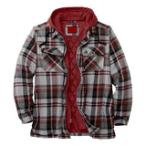 FOESCE Men's Full Zip Hooded Shirt Jacket Thick Plaid Long-Sleeved Loose Jacket Winter Outfit