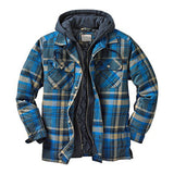 FOESCE Men's Full Zip Hooded Shirt Jacket Thick Plaid Long-Sleeved Loose Jacket Winter Outfit