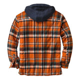 FOESCE Men's Full Zip Hooded Shirt Jacket Thick Plaid Long-Sleeved Loose Jacket Winter Outfit