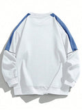 Men's Raglan Sleeves Fashionable Contrasting Round Neck Sweatshirt Suitable for Autumn and Winter