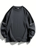 Men's Raglan Sleeves Fashionable Contrasting Round Neck Sweatshirt Suitable for Autumn and Winter