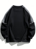 Men's Raglan Sleeves Fashionable Contrasting Round Neck Sweatshirt Suitable for Autumn and Winter