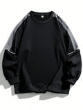 Men's Raglan Sleeves Fashionable Contrasting Round Neck Sweatshirt Suitable for Autumn and Winter