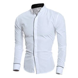 FOESCE Men's Spring New Solid Color Simple Casual Korean Version Slim Fit Long Sleeve Shirt