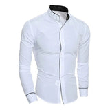 FOESCE Men's Spring New Solid Color Simple Casual Korean Version Slim Fit Long Sleeve Shirt