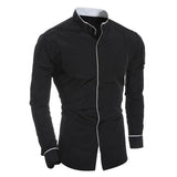 FOESCE Men's Spring New Solid Color Simple Casual Korean Version Slim Fit Long Sleeve Shirt