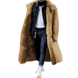 Mens Coat Winter New Thickened Imitation Fur Jackets Solid Cardigan Male Long Overcoat Abrigo De Hombre Large Size 5XL