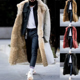 Mens Coat Winter New Thickened Imitation Fur Jackets Solid Cardigan Male Long Overcoat Abrigo De Hombre Large Size 5XL