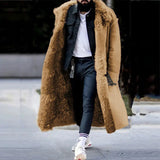 Mens Coat Winter New Thickened Imitation Fur Jackets Solid Cardigan Male Long Overcoat Abrigo De Hombre Large Size 5XL