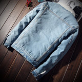 FOESCE New 2024 Men's Warm Denim Jackets Winter Thick Fleece Jeans Jacket Male Lapel Button Casual Slim Outwear Windbreaker Cowboy Coat