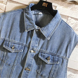 New Denim Vest Men Sleeveless Denim Jacket Casual Waistcoat Men Solid Color Jean Coat Male Streetwear Mens Clothing 2022