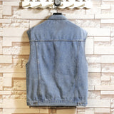 New Denim Vest Men Sleeveless Denim Jacket Casual Waistcoat Men Solid Color Jean Coat Male Streetwear Mens Clothing 2022