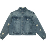 New Y2k Jackets Hip Hop Gothic Patchwork Denim Jacket Men Washed Retro Ripped Loose Winter Jacket Men Solid Color Streetwear