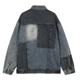 FOESCE Oversized Hip Hop Plaid Patchwork Denim Jackets Men Harakuju Streetwear Loose Outwear Jeans Coats