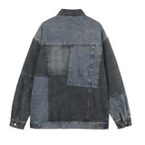 FOESCE Oversized Hip Hop Plaid Patchwork Denim Jackets Men Harakuju Streetwear Loose Outwear Jeans Coats