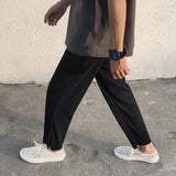 FOESCE Pleated Straight Pants Men Oversized Casual Pants Men Japanese Streetwear Loose Ice Silk Pants Mens Wide Leg Trousers S-2XL