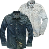 FOESCE RRL American retro washed denim shirt Ami Khaki distressed shirt slim fit versatile jacket for men and women