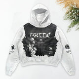 FOESCE Retro Men's Hoodie Gothic Skull Print Streetwear Fashion Stylish Soft Fabric Loose Pullover Hoodie Men Harajuku Men Clothing