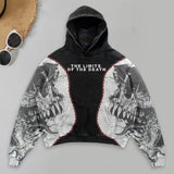 FOESCE Retro Men's Hoodie Gothic Skull Print Streetwear Fashion Stylish Soft Fabric Loose Pullover Hoodie Men Harajuku Men Clothing