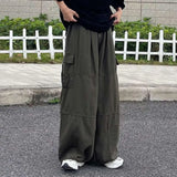 Trendy Cargo Pants Four Seasons Men Pants Elastic Waist Drawcord Leg Opening Pants  Streetwear