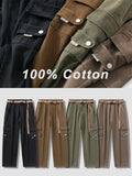 Autumn New Cargo Pants Men Multi-Pockets Cotton Casual Wide Pants Male Workwear Loose Straight Trousers Big Size 7XL 8XL