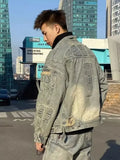 American Style Vintage Heavy Machinery Denim Jacket For Men Women Casual Loose Fit Trendy Design Sensibility Jacket