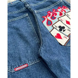 Jeans New Y2K Harajuku Hip Hop Letter Embroidered Vintage Baggy Jeans Denim Pants Mens Womens Goth High Waist Wide Trousers