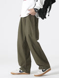 2024 New Summer Men's Pants Korean Fashion Wide Leg Slacks Breathable Cotton Straight Cargo Pants Men Casual Loose Trousers