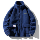 Lamb Fleece Coat Men's Winter Fashion Loose Shake Grain Casual Plush Thickened Jacket Cotton Coat Zipper Warm Coats