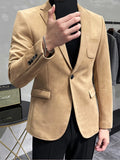 Men's Wool Suit Jacket Business Casual Slim Fit Single Button Formal Wear Luxury Elegant Male Solid Color Blazer Top Coat