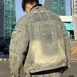 American Style Vintage Heavy Machinery Denim Jacket For Men Women Casual Loose Fit Trendy Design Sensibility Jacket