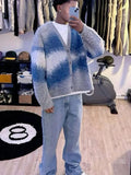 Foesce Casual Tie Dye Cashmere Sweater Cardigan For Man Fashion Long Sleeve Single Breasted Knitted Jacket 2024 Autumn Warm Woolen Coat