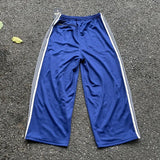 Casual Fashion Oversize Wide Leg Striped Sweatpants Men Women 1:1 Tag Butterfly Embroidery Pants Jogger Drawstring Blue Trousers