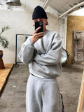 Men's Solid O-neck Long Sleeve Sweatshirt and Elastic Pocket Ankle Pants Two-piece Set Fashion Street Simple Versatile Male Suit