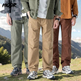 Casual Men Pants Autumn Multiple Pockets Cargo Pants Cotton Thick Trousers Winter Outdoor Overalls Straight Pantalon Cargo