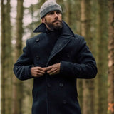 New Mens Peacoat Long-sleeved Tweed Coat Autumn and Winter Fashion Solid Color Long Overcoats Large Size Male Jackets