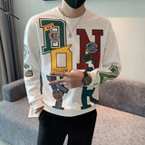 Fashion O-Neck Loose Printed Letter Sweatshirts Men's Clothing Autumn Winter New Oversized Korean Tops Casual Sweatshirts