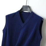 Cashmere Knitted Sweater Vest Men's Clothing V-neck Solid Color Pullover Camisole Bottom Spring Autumn Tops