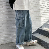 Y2k Baggy Cargo Jeans for Women Oversize Wide Leg Denim Pants Female Hip Hop Trousers Pockets Streetwear Loose Patchwork