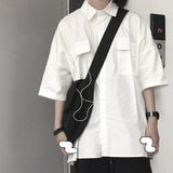 2024 Short Sleeve Shirt Women White Turn Down Collar Basic Casual Teen Gril Student Oversize Shirt Ladies Loose Blouse