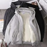 Korean Plush and Thick Mens Jacket Cardigan Hooded Couple Hoodie Autumn/winter Warm Jacket Men's and Women's Jackets