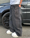 Patch Embroidery Baggy Jeans for Men Clothing Street Hip Hop Vintage Black Jeans Men Casual Wide Leg Pants Mens Jeans