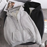 Korean Plush and Thick Mens Jacket Cardigan Hooded Couple Hoodie Autumn/winter Warm Jacket Men's and Women's Jackets